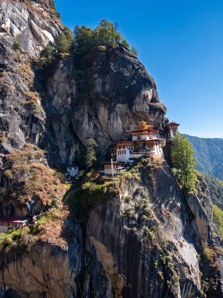 A monastery on a hillside in Bhutan.