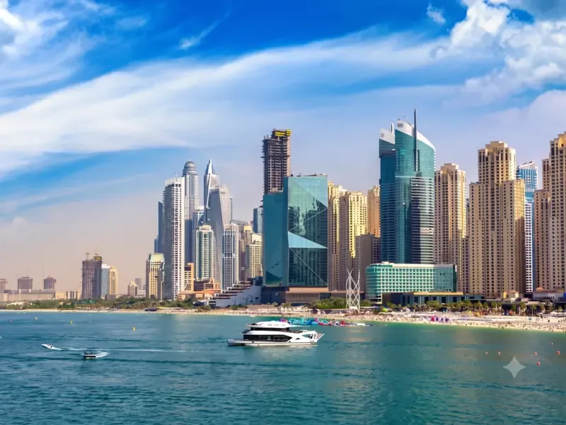 The Dubai skyline seen across the creek.