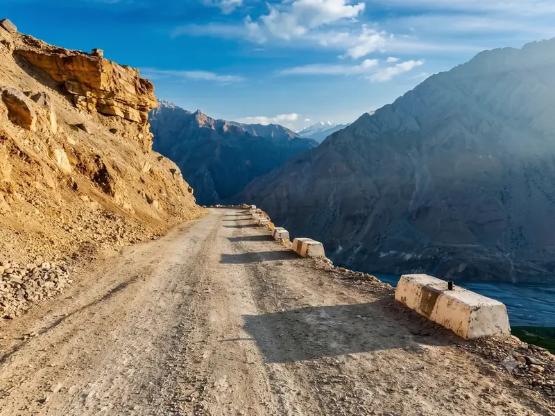 A high-altitude road on a school expedition.